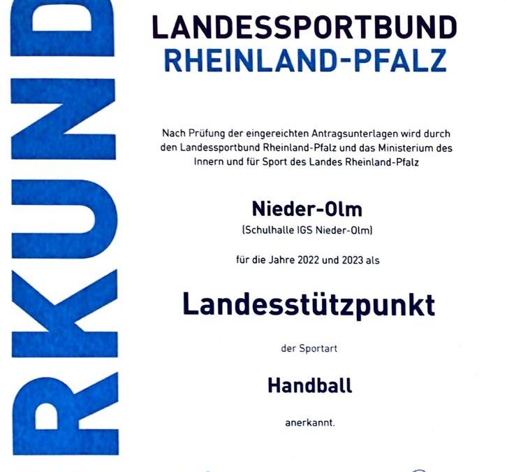 TV Nieder-Olm Handball wird Landesstützpunkt Rheinland-Pfalz